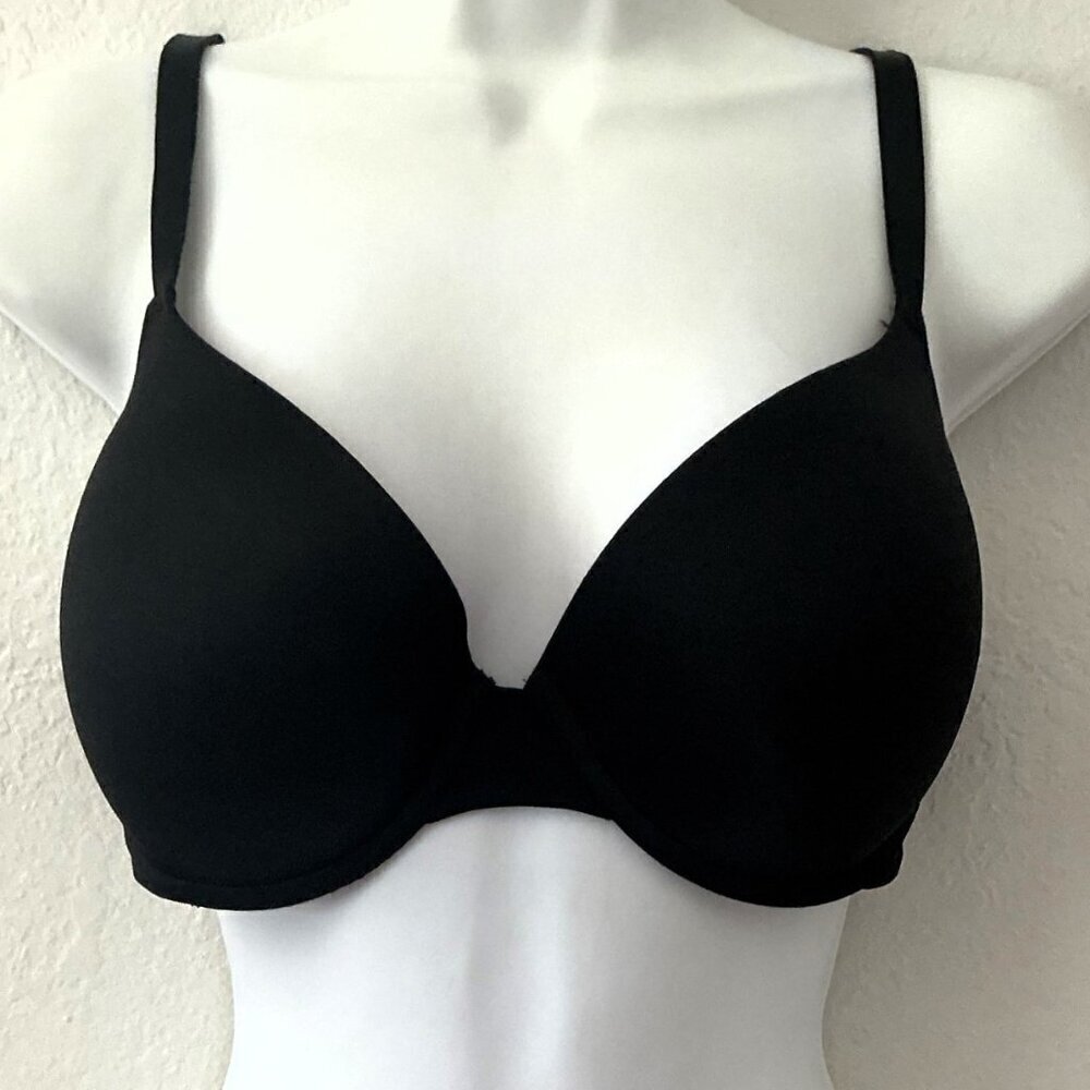 PINK VICTORIA’S SECRET BLACK WEAR EVERYWHERE PUSH UP BRA 34DD EUC